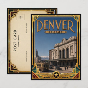 Denver Colorado Vintage Art Deco Golden Age Postkarte