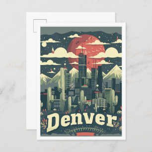 Denver Colorado Vintage Reise Illustration Postkarte