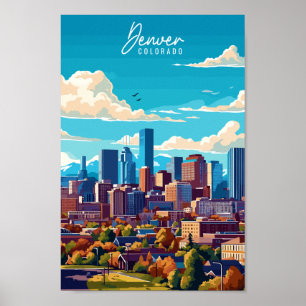 Denver Colorado Vintage-Reise-Ort Veranschaulichun Poster
