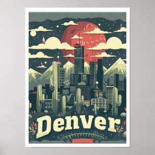 Denver Colorado Vintage-Reiseillustration Poster