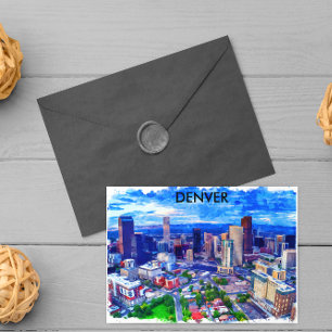 Denver Colorado Vintage Retro Reise Aquarell Postkarte