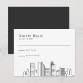 Denver, Colorado Wedding | Stilisierte Skyline-UAW RSVP Karte (Vorne/Hinten)