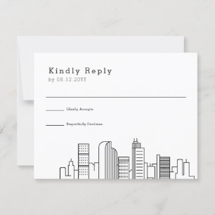 Denver, Colorado Wedding   Stilisierte Skyline-UAW RSVP Karte