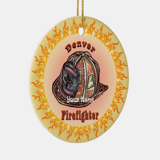 Denver Firefighter Keramik Ornament (Rechts)