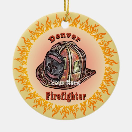 Denver Firefighter Keramik Ornament (Vorne)