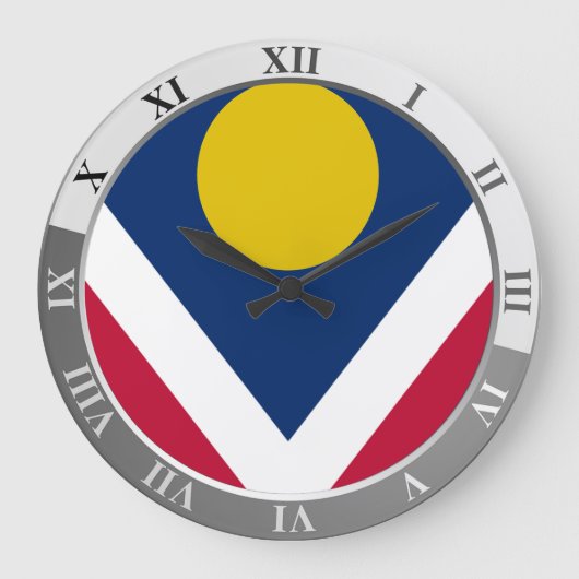 Denver flag Large Clock Große Wanduhr (Vorderseite)