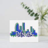 Denver Graffiti Stil Skyline Postkarte (Stehend Vorderseite)