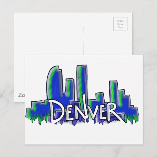 Denver Graffiti Stil Skyline Postkarte (Vorne/Hinten)