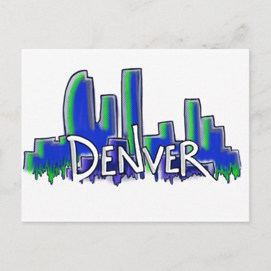 Denver Graffiti Stil Skyline Postkarte (Vorderseite)