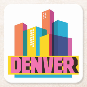 Denver im Entwurf Rechteckiger Pappuntersetzer