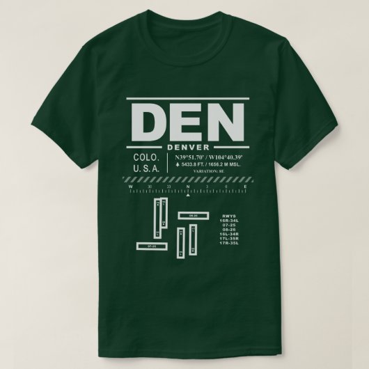 Denver International Airport DEN T - Shirt (Design vorne)
