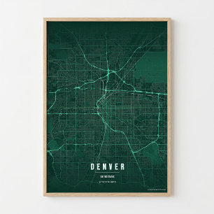 Denver Karte Druck Colorado Stadt Poster Wandkunst