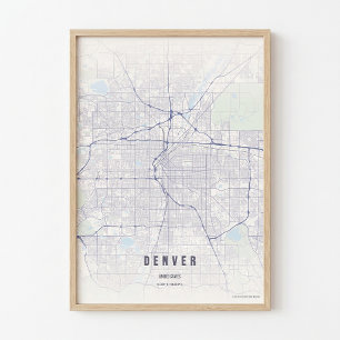 Denver Karte Pastell Colorado Stadt Poster Wandkun