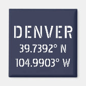 Denver Latitude Längengrad Magnet (Vorne)