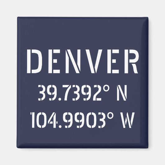 Denver Latitude Längengrad Magnet (Vorne)