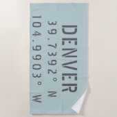 Denver Latitude Längengrad Strandtuch (Vorderseite)