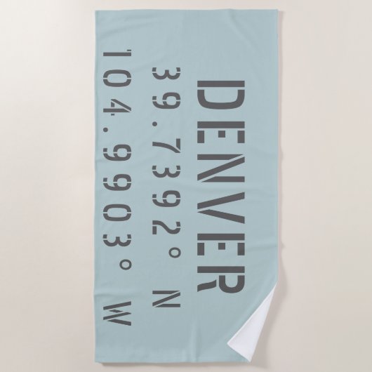 Denver Latitude Längengrad Strandtuch (Vorderseite)