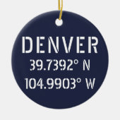 Denver Latitude Longitude Personalisiert Keramik Ornament (Vorne)