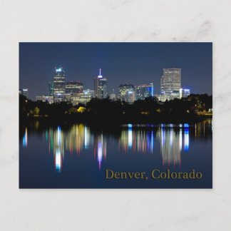Denver Night Skyline Reflektion Postkarte