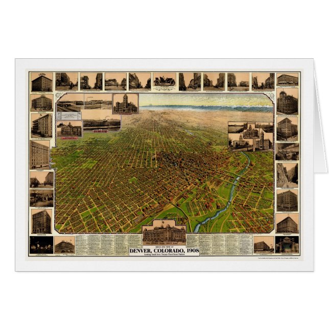 Denver, panoramische Karte Co - 1908 (Vorderseite (Horizontal))