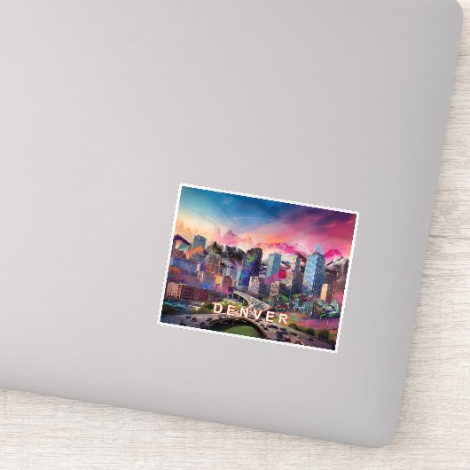 Denver Skyline Abstrakt Art Aufkleber (Detail)