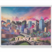 Denver Skyline Abstrakt Art Aufkleber (Vorderseite)