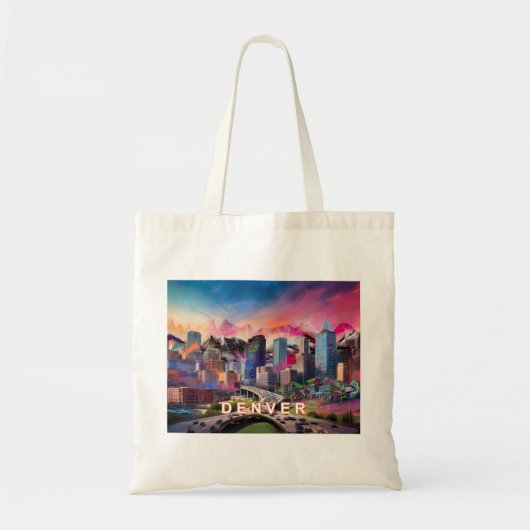 Denver Skyline Abstrakt Art Tragetasche (Vorne)