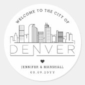 Denver Skyline | Begrüßungsnachricht Runder Aufkleber (Vorderseite)