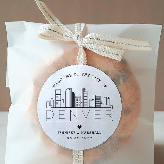 Denver Skyline | Begrüßungsnachricht Runder Aufkleber