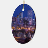 Denver Skyline bei Nacht - Colorado Keramik Ornament (Links)