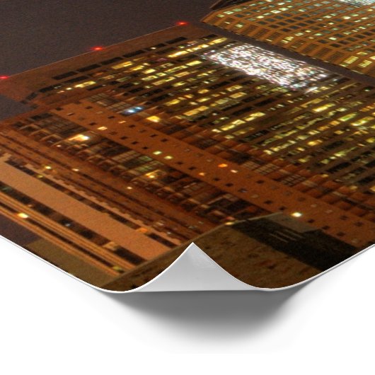 Denver Skyline by Night Poster (Ecke)