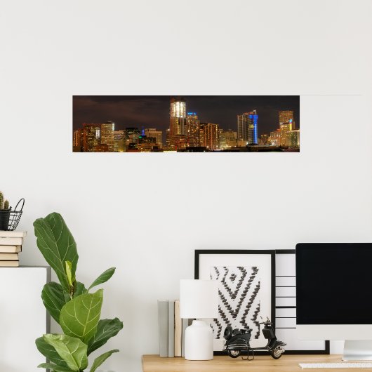 Denver Skyline by Night Poster (Heimbüro)