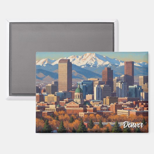 Denver Skyline Colorado Magnet (Vorderseite/Rückseite)
