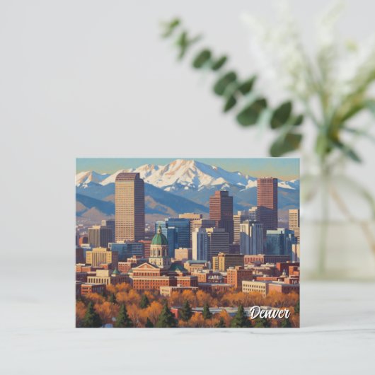 Denver Skyline Colorado Postkarte (Stehend Vorderseite)