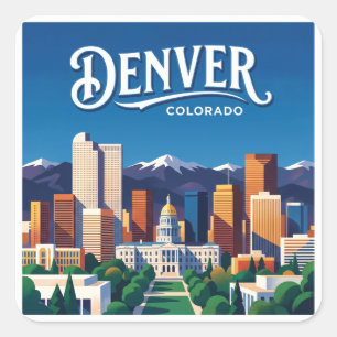 Denver Skyline Colorado Quadratischer Aufkleber