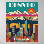 Denver Skyline Colorado Travel Wall Poster (Vorne)