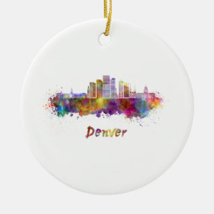 Denver skyline im Watercolor Keramikornament