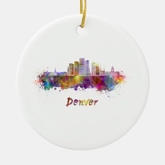 Denver skyline im Watercolor Keramikornament (Vorne)