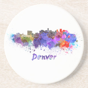 Denver skyline im Watercolor Untersetzer