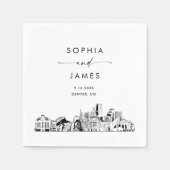 Denver Skyline Modern Wedding Cocktail Serviette (Vorderseite)