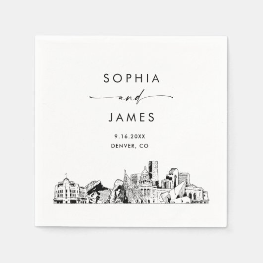 Denver Skyline Modern Wedding Cocktail Serviette (Vorderseite)
