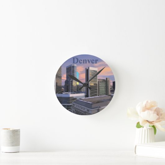 Denver Skyline Runde Wanduhr (Zuhause)