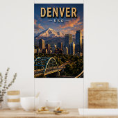 Denver Skyline und Rocky Mountains Poster (Küche)