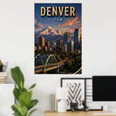 Denver Skyline und Rocky Mountains Poster (Heimbüro)