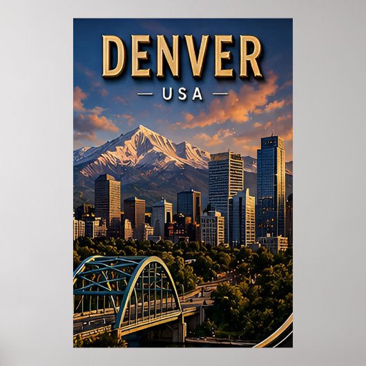 Denver Skyline und Rocky Mountains Poster (Vorne)