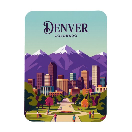 Denver Skyline USA Magnet (Vertikal)