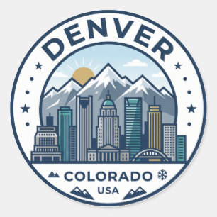 Denver Skyline USA Runder Aufkleber