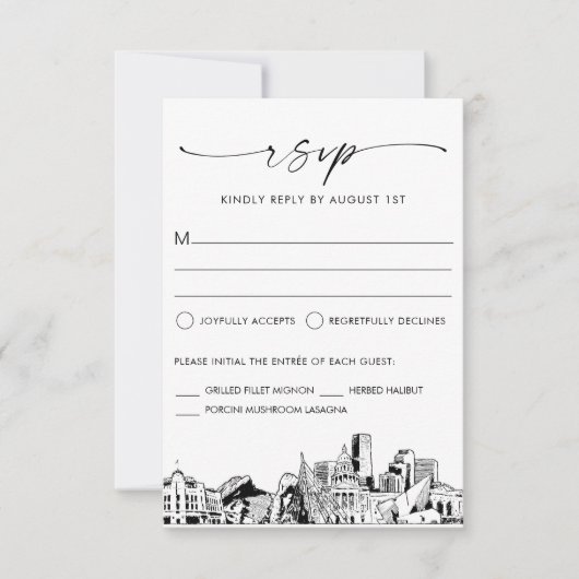 Denver Skyline Wedding RSVP Response Card (Vorderseite)