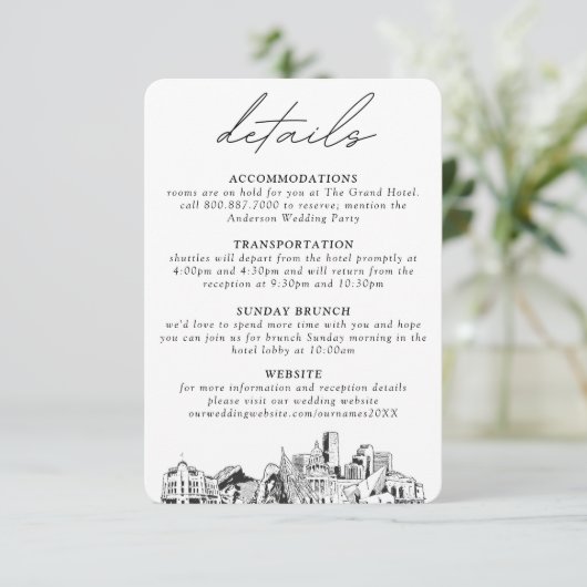 Denver Wedding Details Enclosure Card Begleitkarte (Stehend Vorderseite)