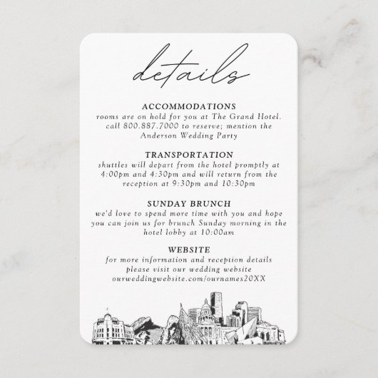 Denver Wedding Details Enclosure Card Begleitkarte (Vorderseite)